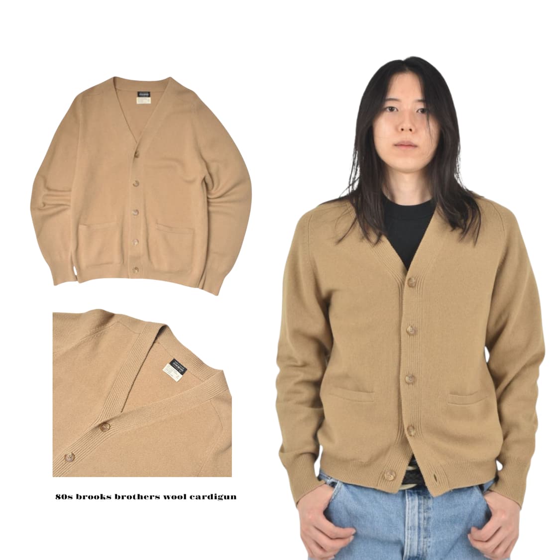 80S 브룩스브라더스 램스울100 울니트 가디건 95 N0633 상품이미지1