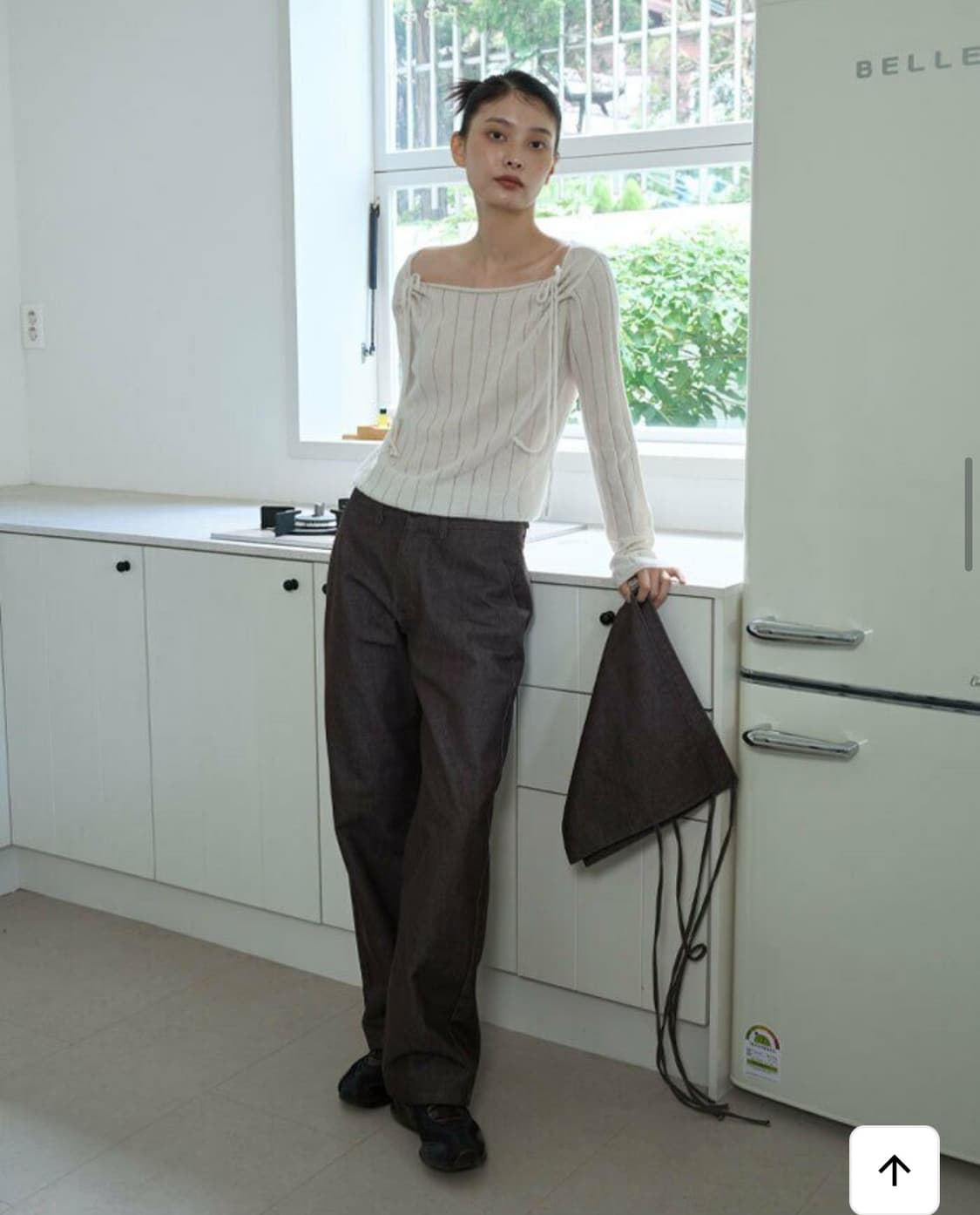 어윗 LAYERED WRAP COTTON PANTS-브라운 상품이미지4