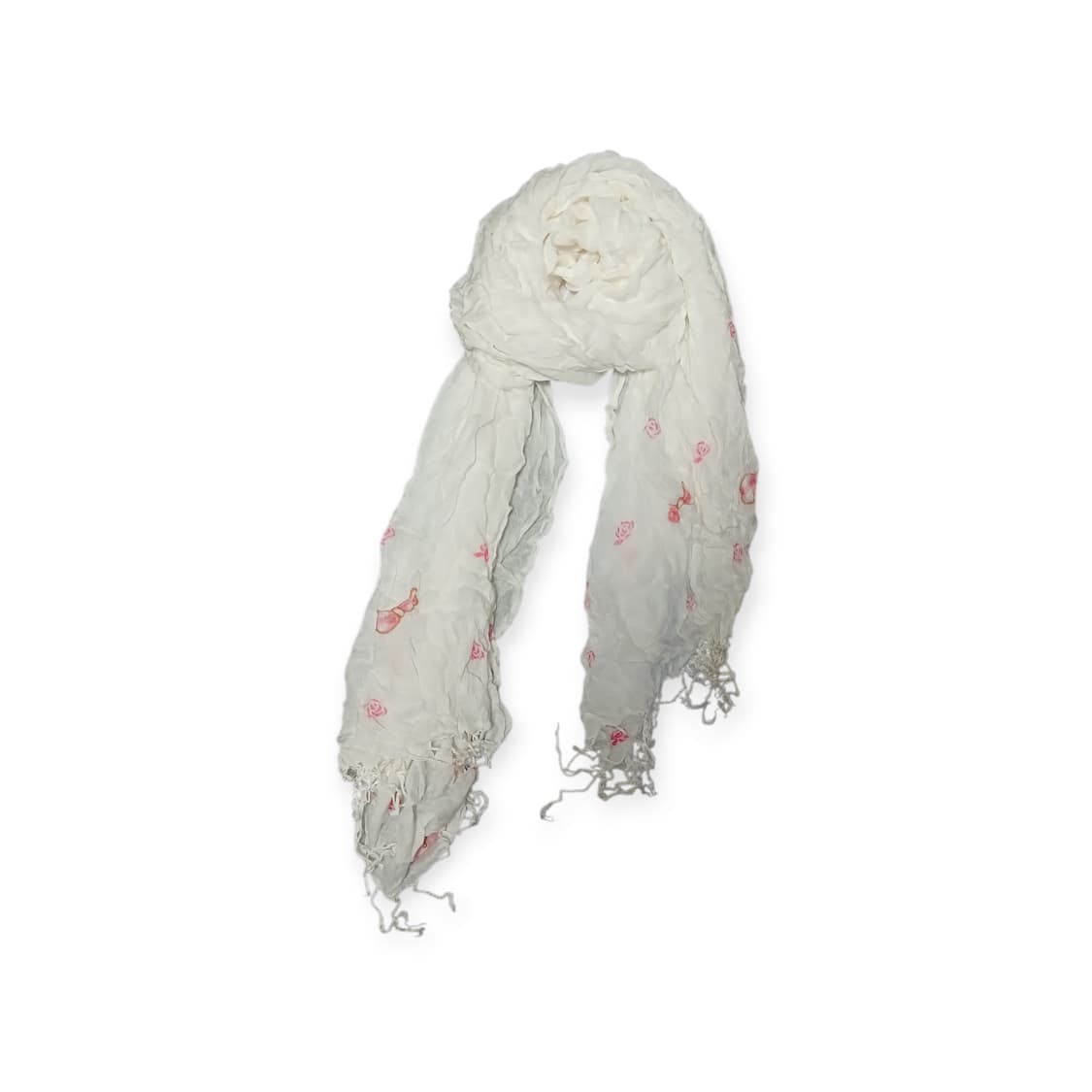 모리걸 장미 리본 무늬 화이트 스카프  상품이미지1
