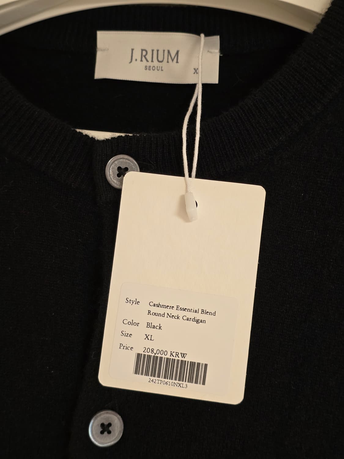 제이리움 캐시미어 라운드넥 가디건 블랙 XL 새제품 상품이미지4