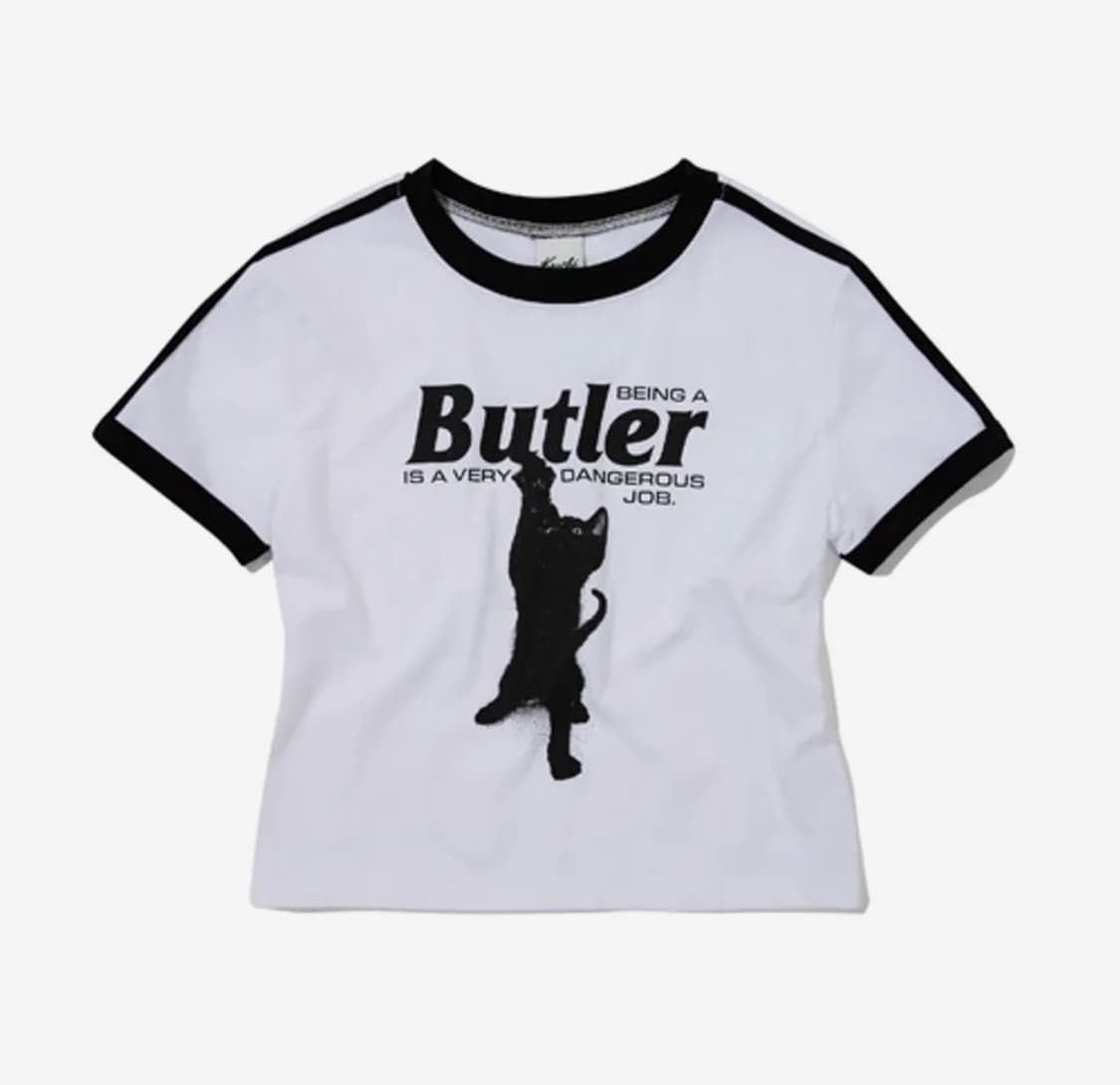 크루치 CAT BUTLER CROP T-SHIRT (WHITE) 상품이미지1
