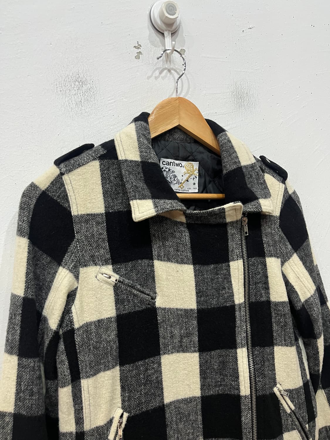 CANTWO JPN 체크 울 바이커 자켓 우먼즈  상품이미지3