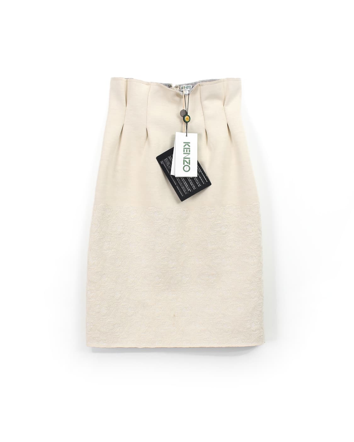 겐조 Kenzo 빈티지 자수 핀턱 H라인 아이보리 미디 스커트 치마 상품이미지1