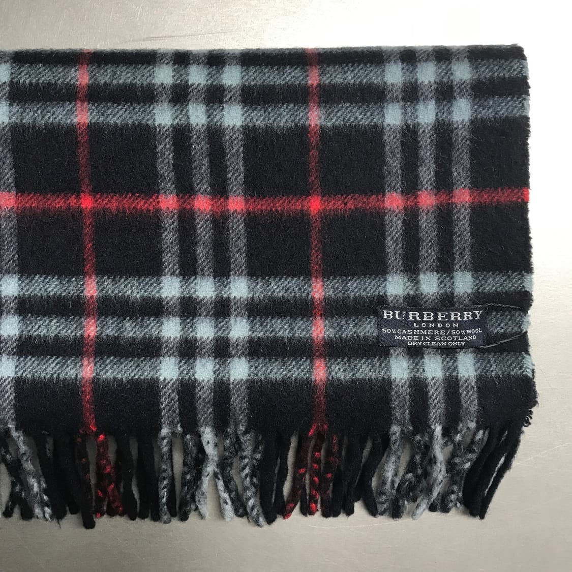 버버리 정품 캐시미어/울 머플러 네이비 상품이미지3