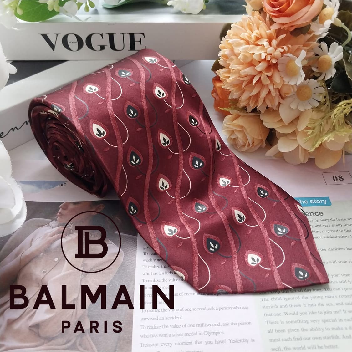 발망 실크 리프 웨이브 패턴 넥타이 9cm A+등급 k2048 상품이미지2