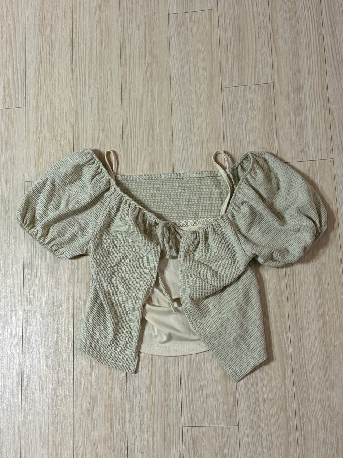 연두색 나시 반팔 블라우스세트 상품이미지1