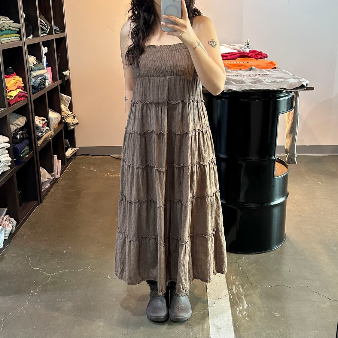 브라운 캉캉 슬리브리스 원피스 상품이미지5