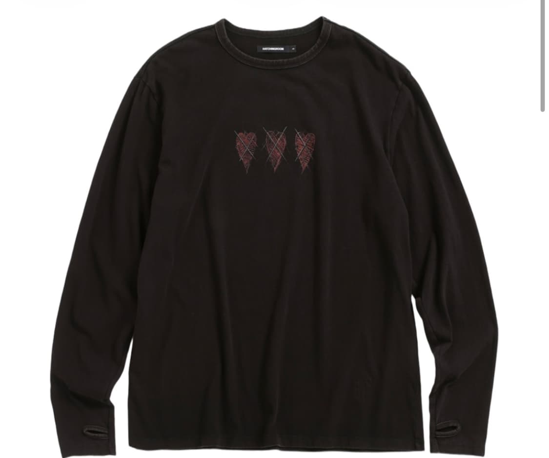 해칭룸 빈티지 카툰 하트 롱슬리브 티셔츠 상품이미지1