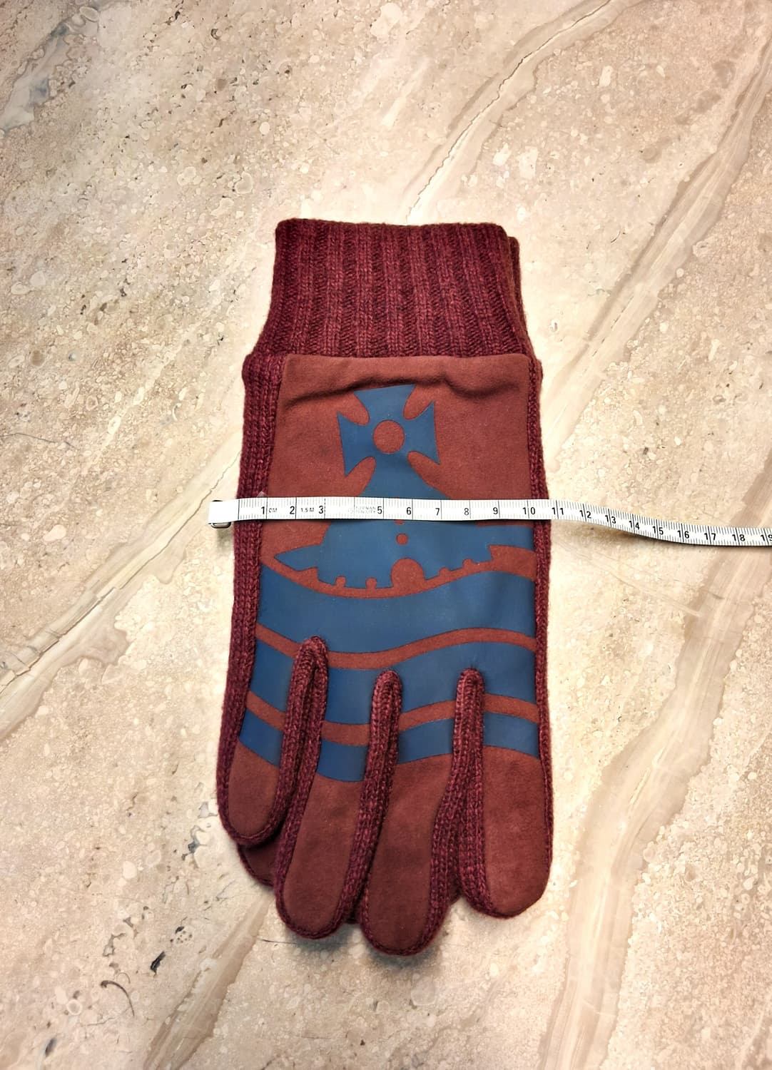 비비안 웨스트우드 스웨이드 니트 콤비 남성용 장갑 / 와인 (새상품) 상품이미지7