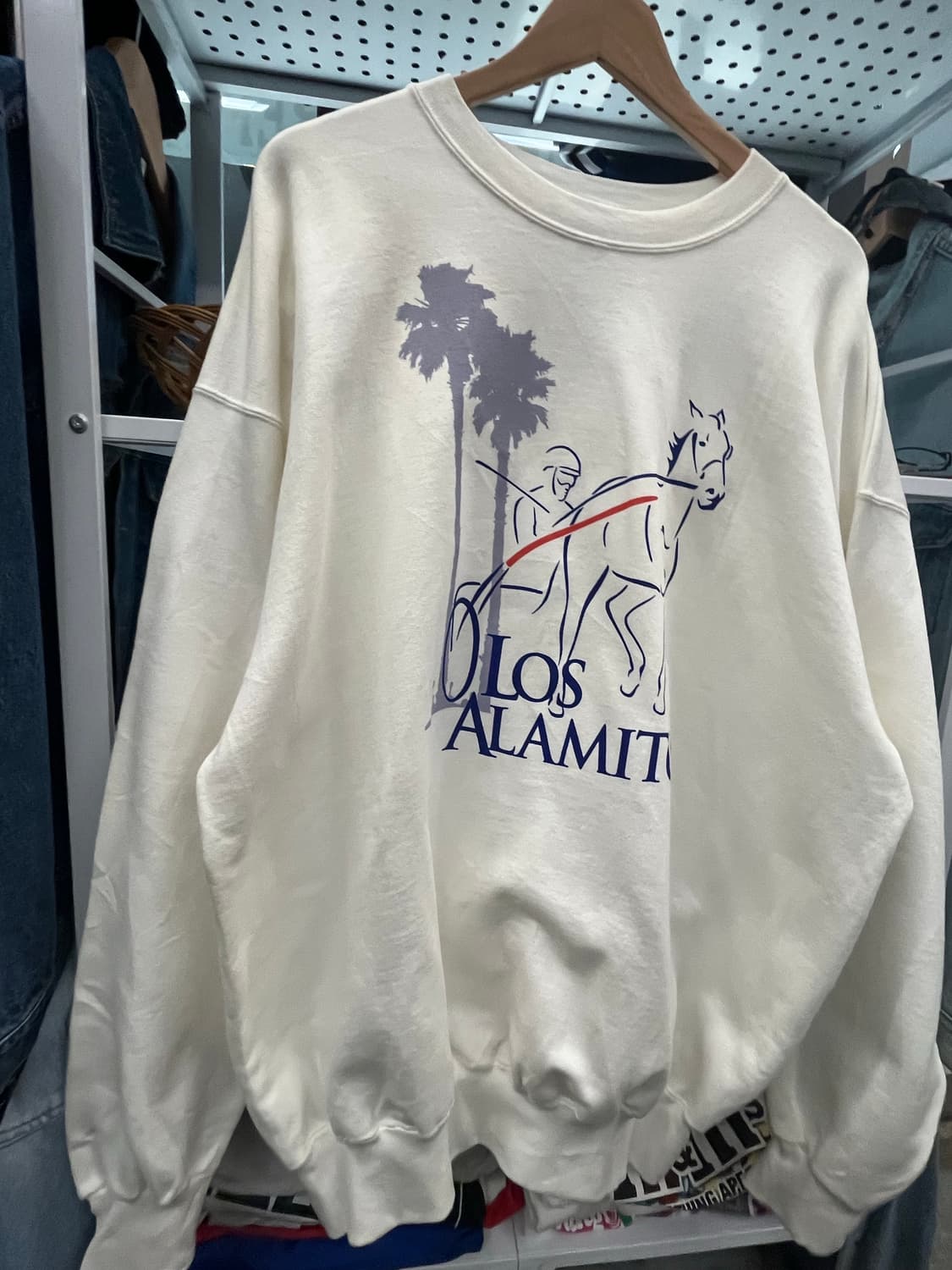 90s hanes Los Alamitos 화이트 맨투맨 티셔츠 상품이미지3