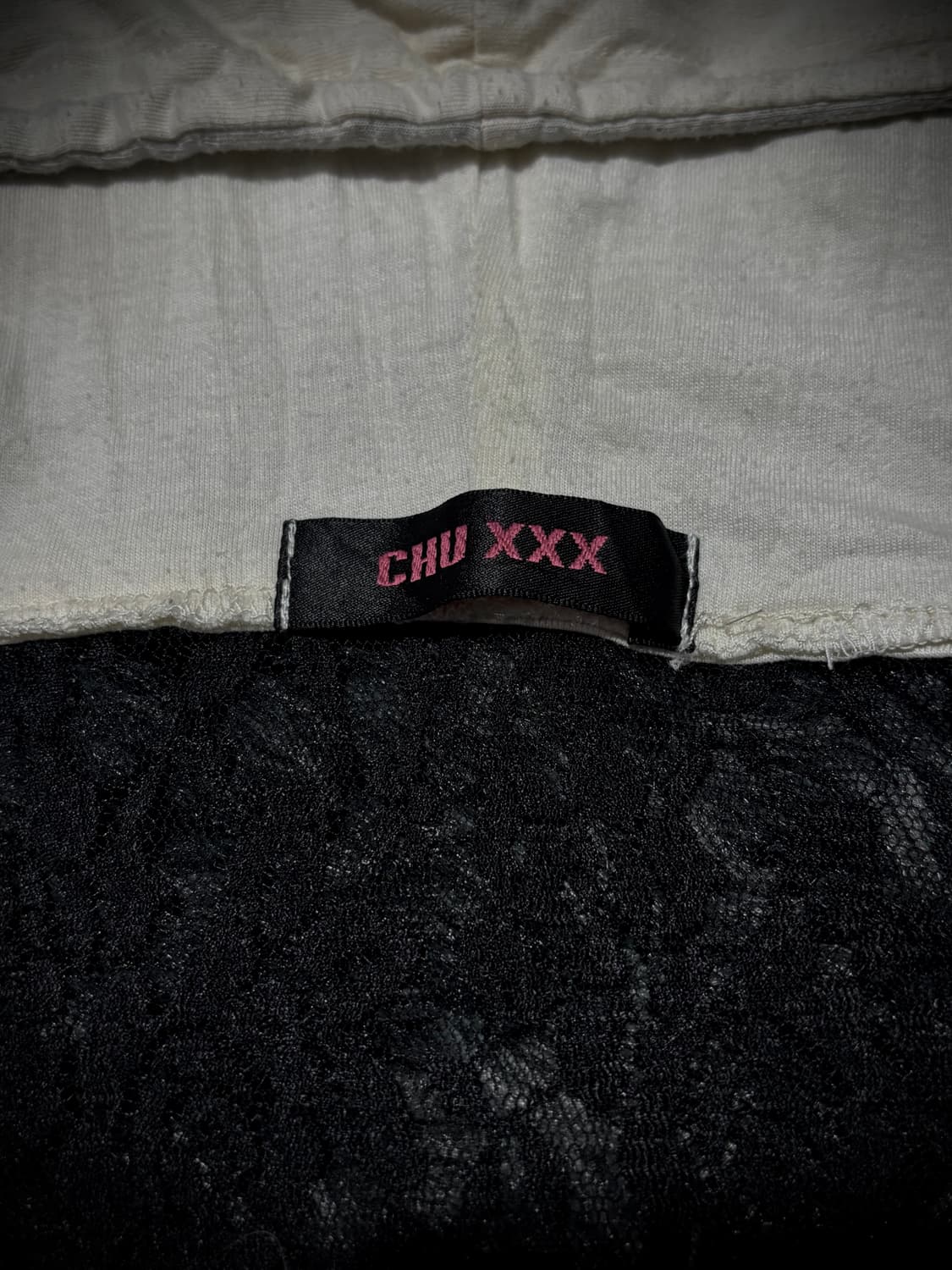 CHU XXX 글리터 스컬 프린팅 후드 레이스업 반팔 티셔츠 상품이미지9