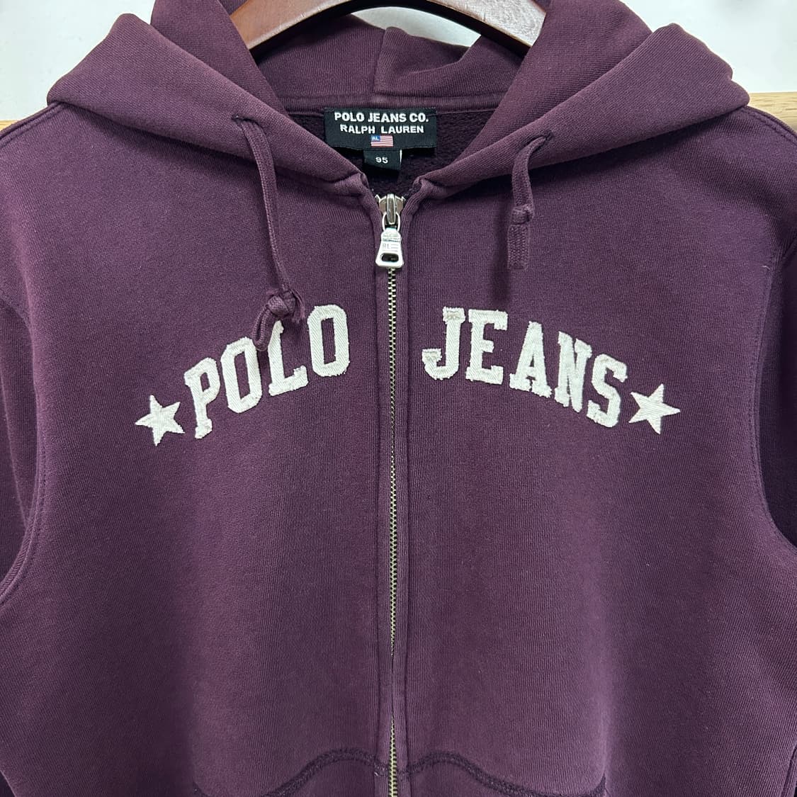 폴로 진스 빈티지 아치로고 버건디 후드집업 상품이미지4