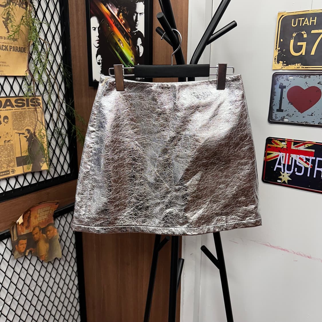 Cyber Silver Basic Mini Skirt 상품이미지1