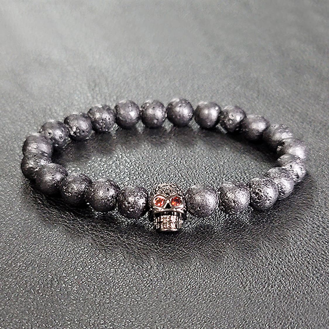 Nightjaw 바솔트 8mm 남자 빈티지 비즈 해골 원석 팔찌 상품이미지1