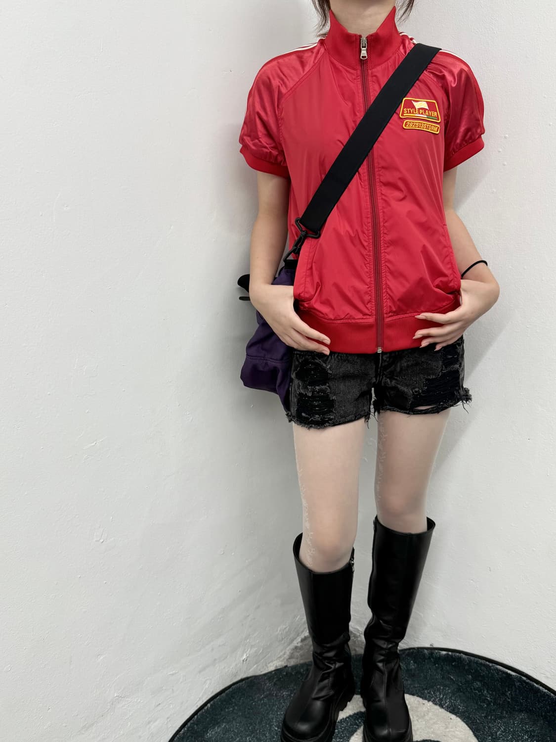 블랙 워싱 데미지 도트 숏츠 상품이미지3