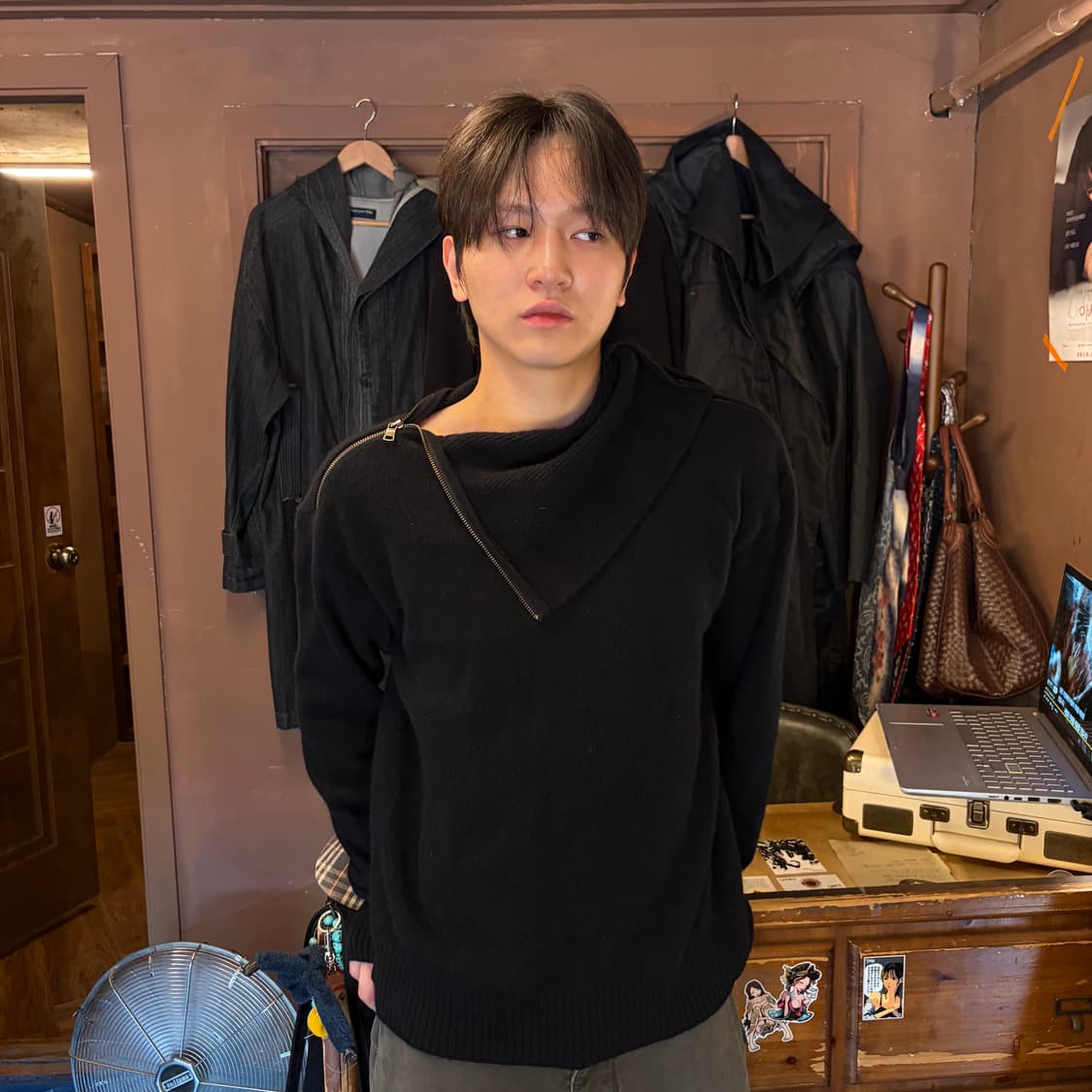 ARMANI EXCHANGE 더블 사이드 넥 집업 울 니트 상품이미지2