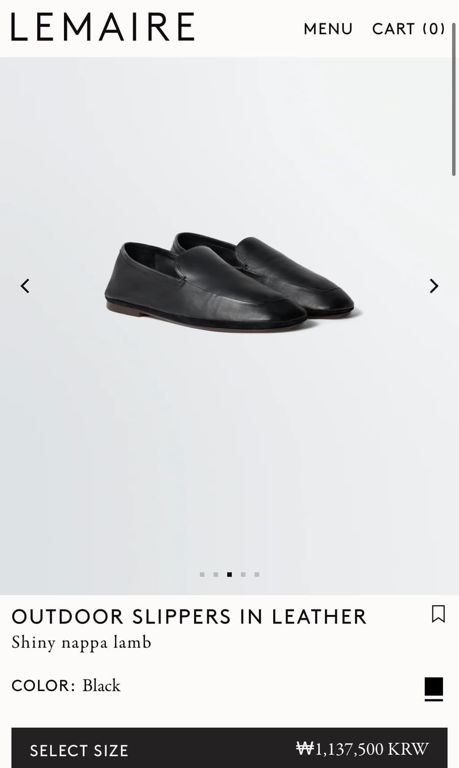 르메르 블랙 레더 로퍼 38 (250mm) 상품이미지5