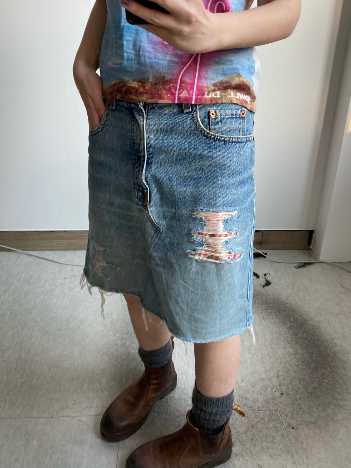 리바이스 오렌지탭 플라워 데님 스커트 상품이미지2