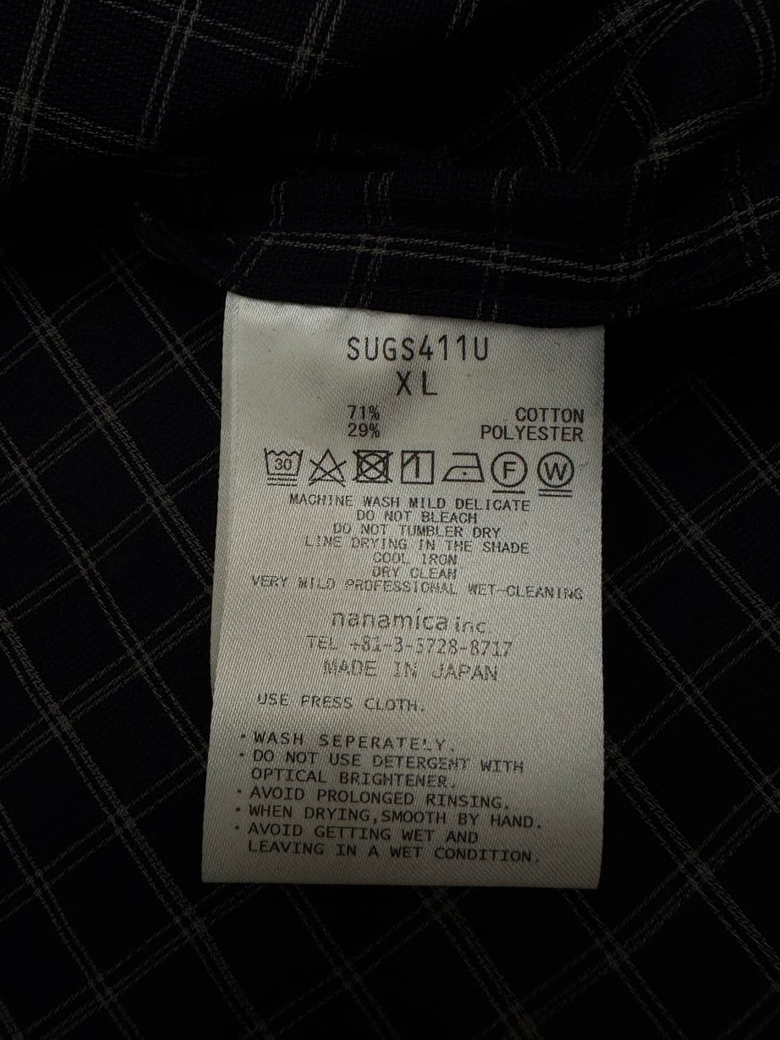 [XL][105] 나나미카 오픈 카라 파나마 플레이드 셔츠 네이비 상품이미지9