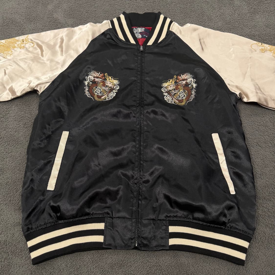 [ XL ] Jpn 일본 빈티지 y2k 오리엔탈 용 자수 스카잔 자켓 상품이미지3