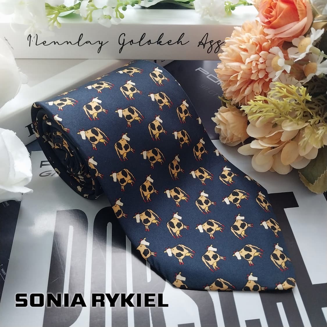 소니아리키엘 넥타이 네이비 소 모티브 9.6cm A+등급 K2198
 상품이미지2