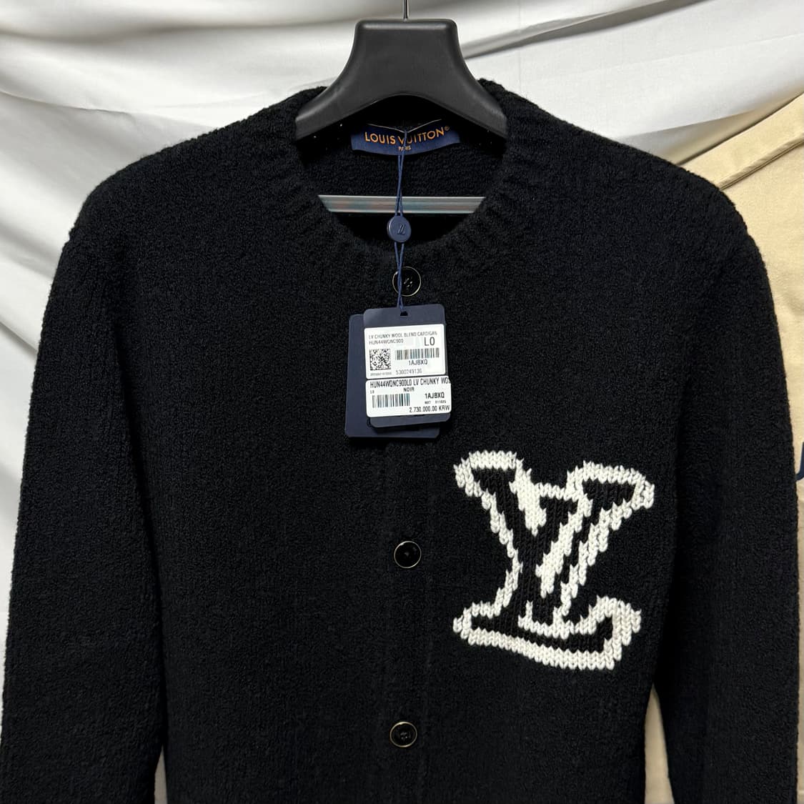 [새상품/L] 25FW 루이비통 청키 인타르시아 니트 가디건 블랙 상품이미지2