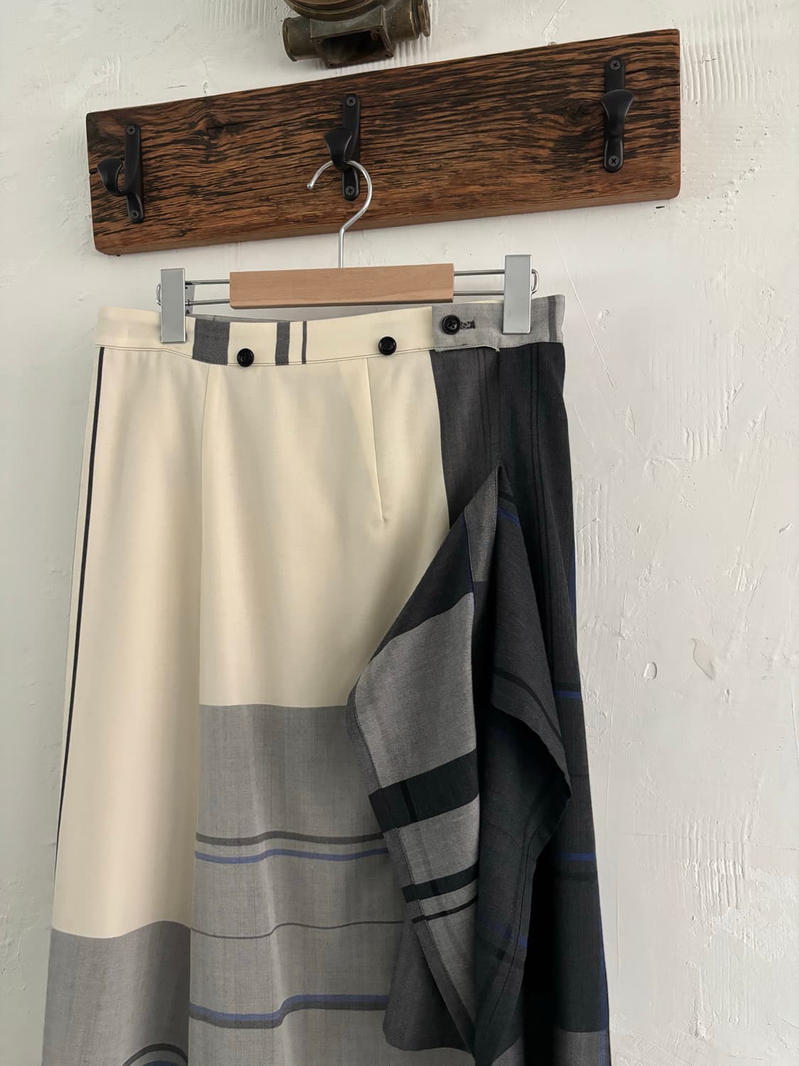 Y’s 요지야마모토 22AW 체크 패턴 롱 스커트 상품이미지5