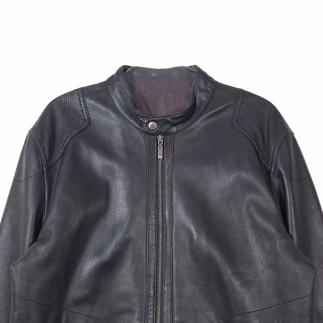 콜린베리 천연 가죽 펀칭 디테일 싱글 라이더 자켓 XL 상품이미지2