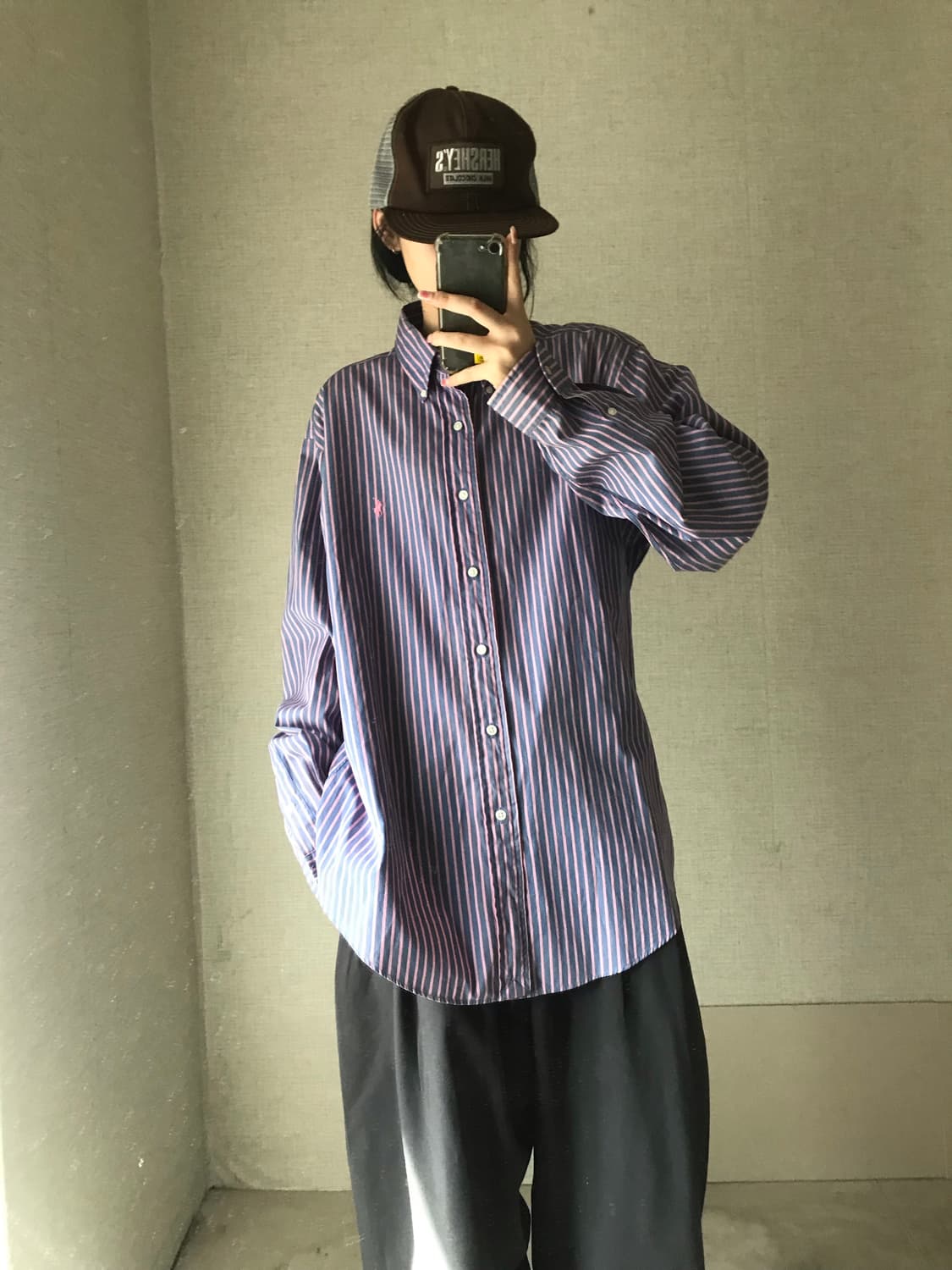 폴로 스트라이프 오버핏 셔츠 상품이미지1