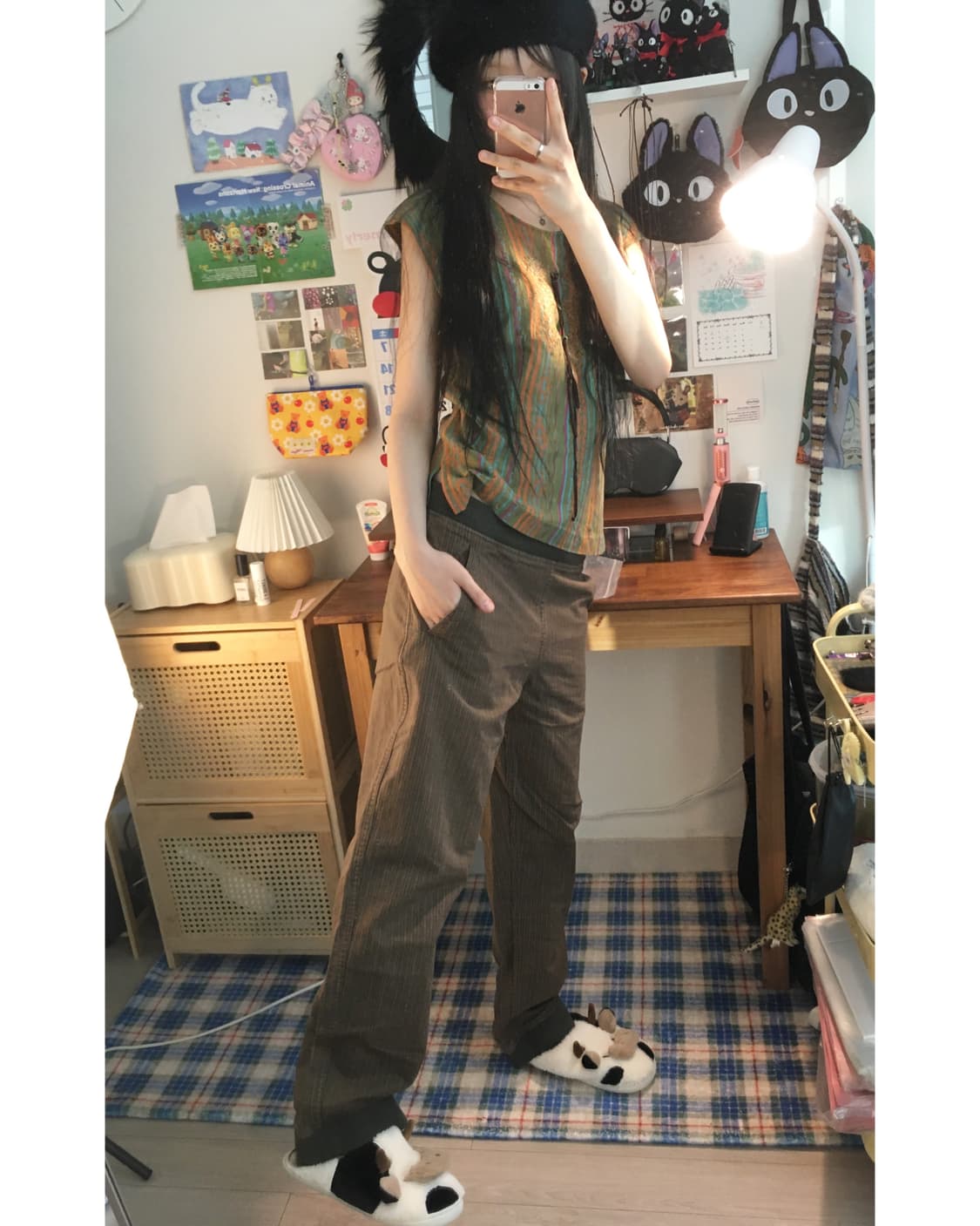 vintage striped banding pants brown 상품이미지2