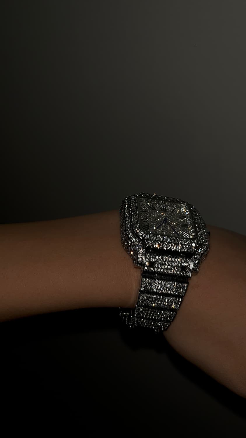정가200 판매 iced Cartier santos 풀 모사나이트 시계 상품이미지6