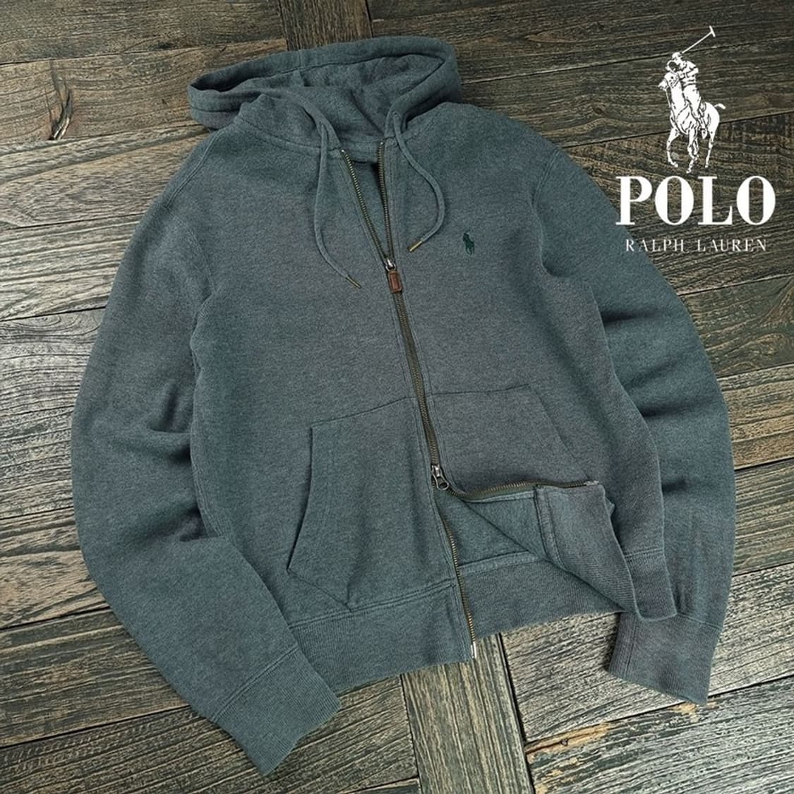 [폴로 랄프로렌] 포니 로고 자수 니트 후드 집업 그레이 M20093 상품이미지1