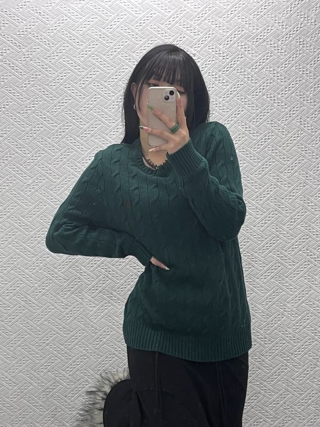 폴로 랄프로렌 빈티지 딥그린 꽈배기 케이블 니트 M C09169 상품이미지1