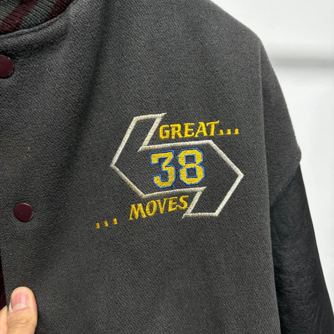 빈티지 울 레더 바시티 상품이미지3