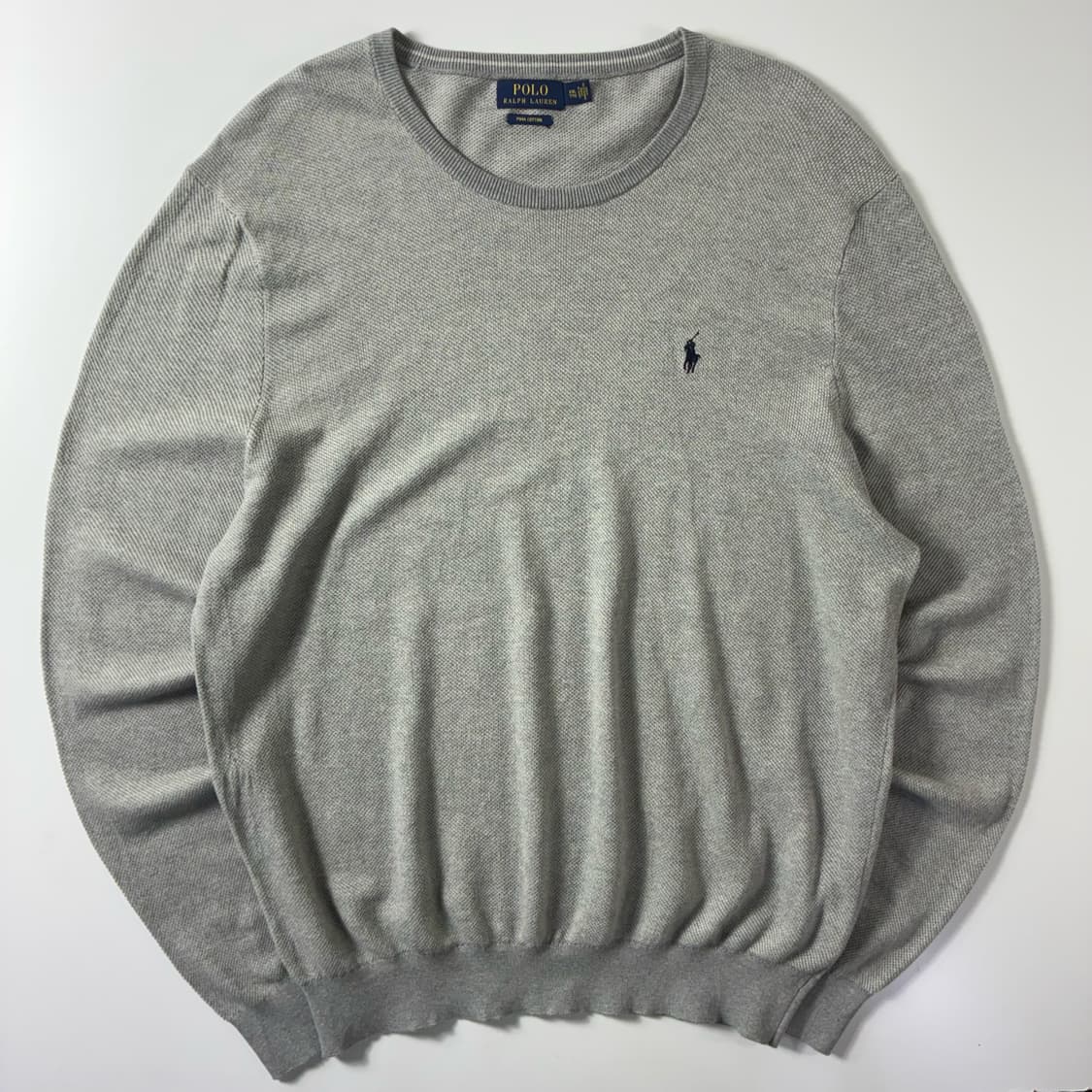Polo  폴로 랄프로렌 자수 피마코튼 그레이 라운드 니트 상품이미지1