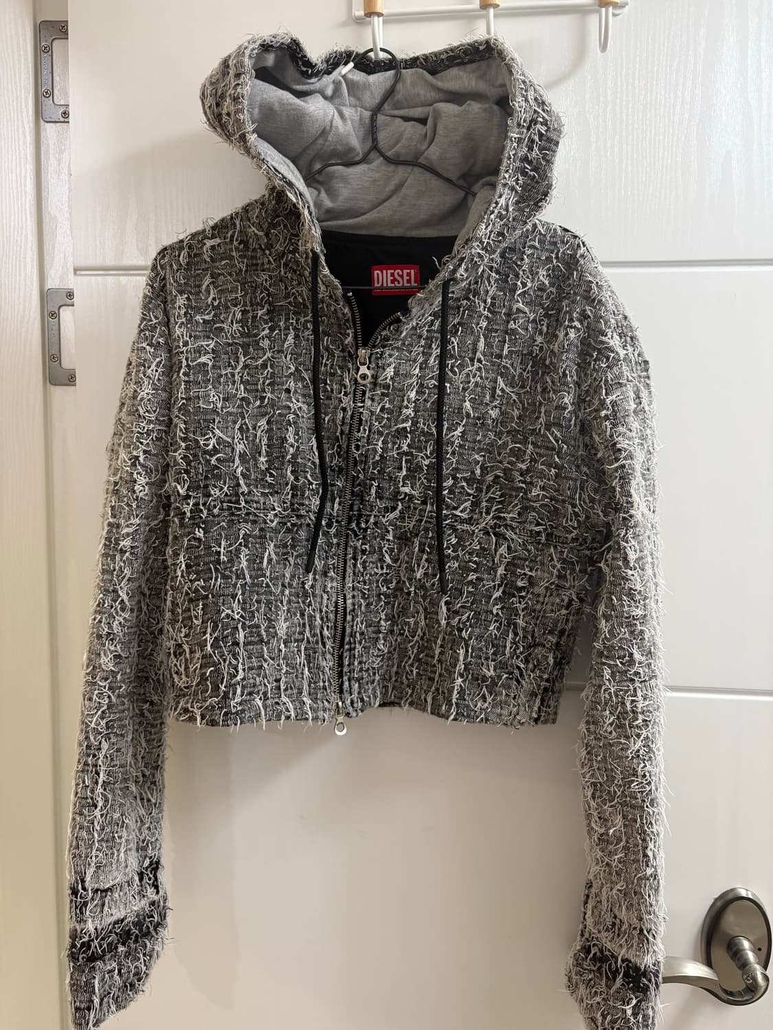 Diesel 디젤 트위드 크롭 후드 집업 상품이미지2