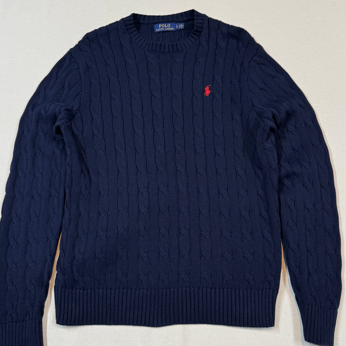 L) 폴로 랄프로렌 케이블 꽈배기 라운드넥 니트 네이비 P77 상품이미지2