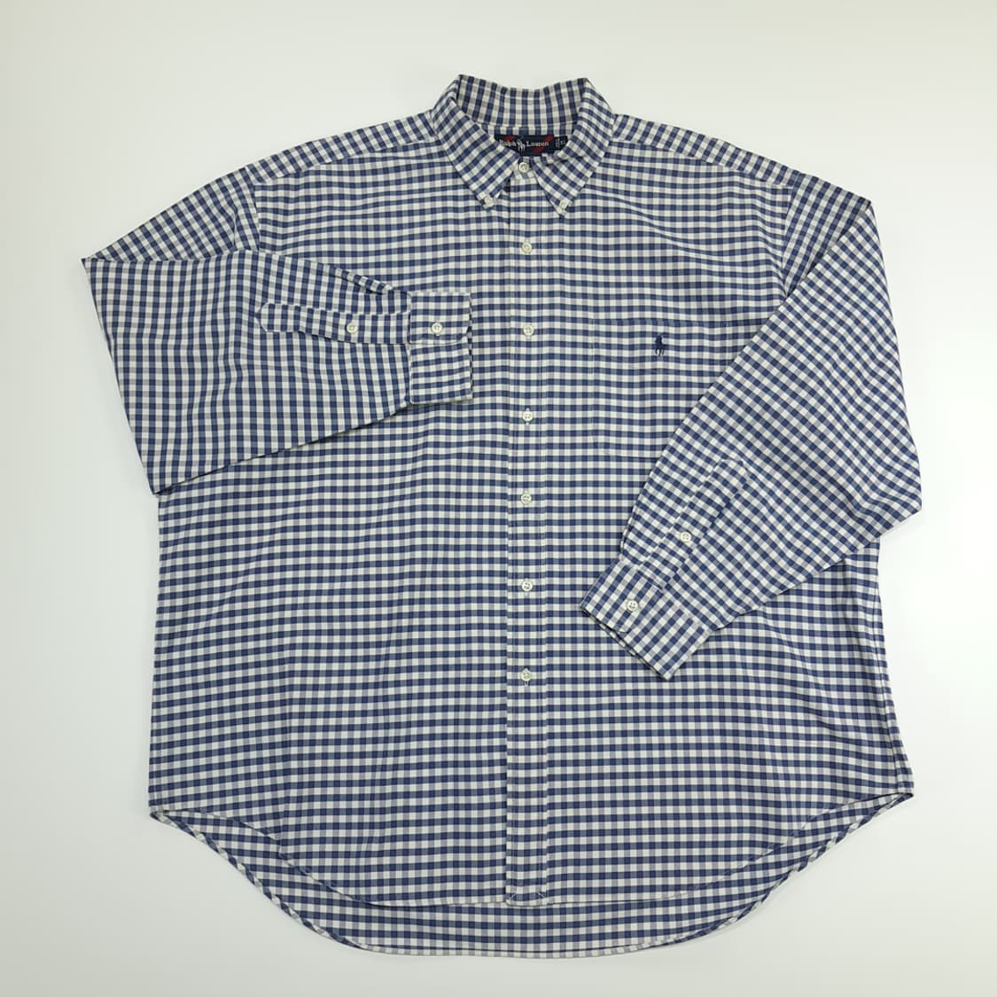 CN716 XL 폴로 랄프로렌 빅셔츠 네이비 깅엄체크 긴팔 셔츠 남방 상품이미지2