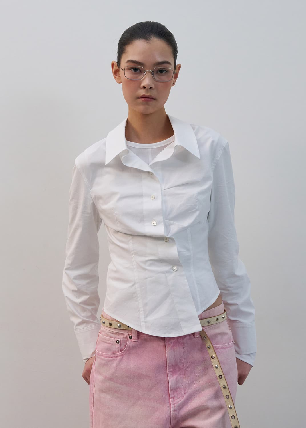 UNBALANCED BUTTON SHIRT (WHITE) 상품이미지2