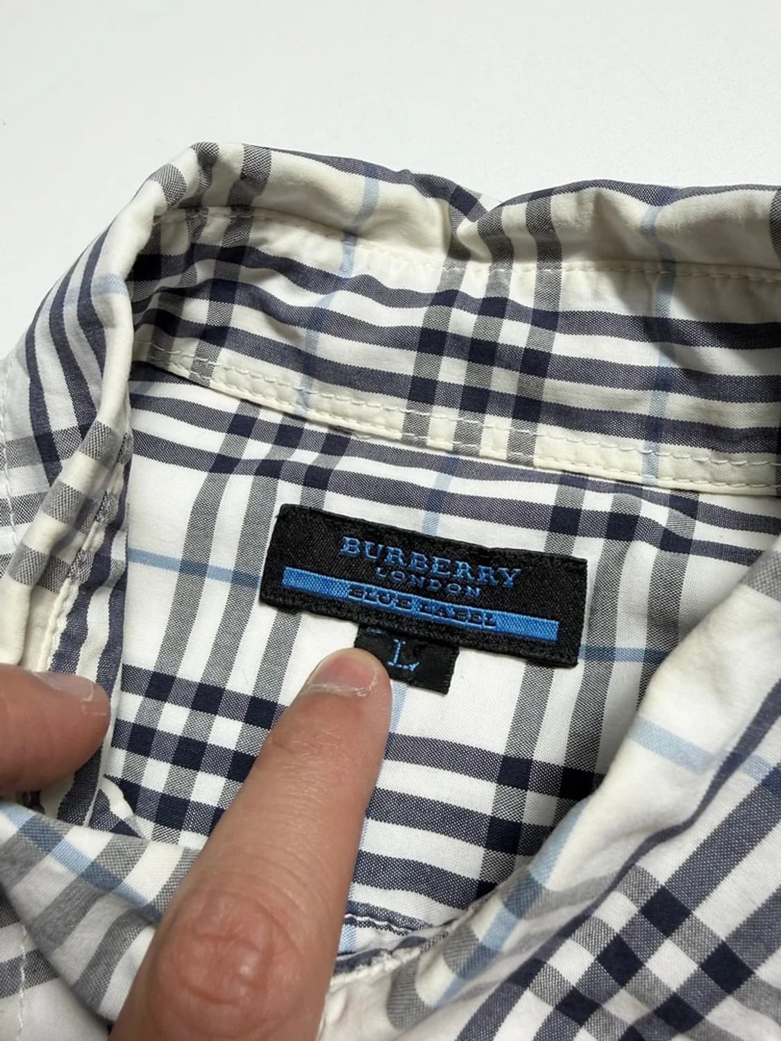 버버리 00's 블루라벨 체크 패턴 반팔 셔츠 R1486 상품이미지5