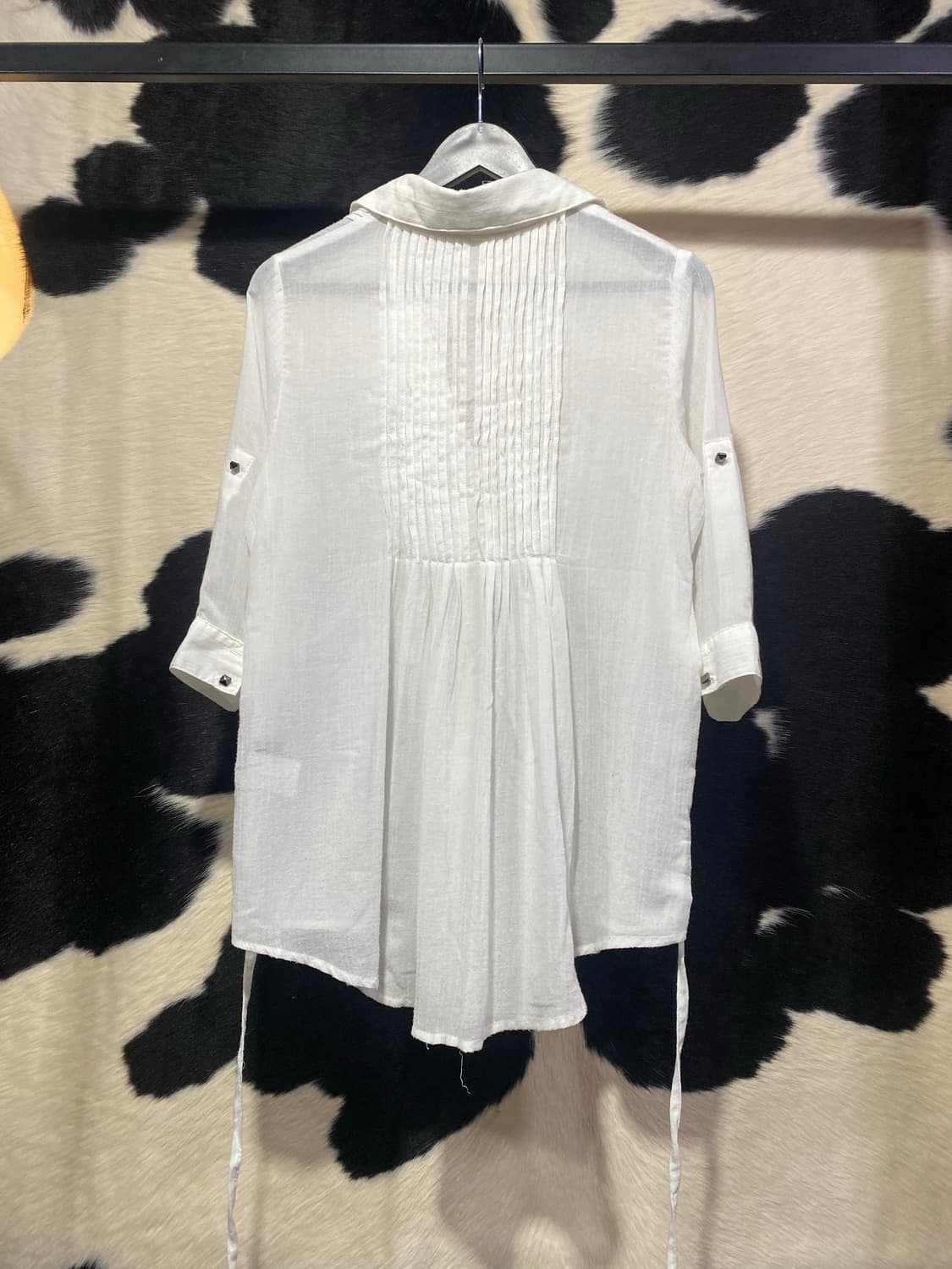 Japanese vtg 플리츠 디테일 스트링 롱셔츠 상품이미지5