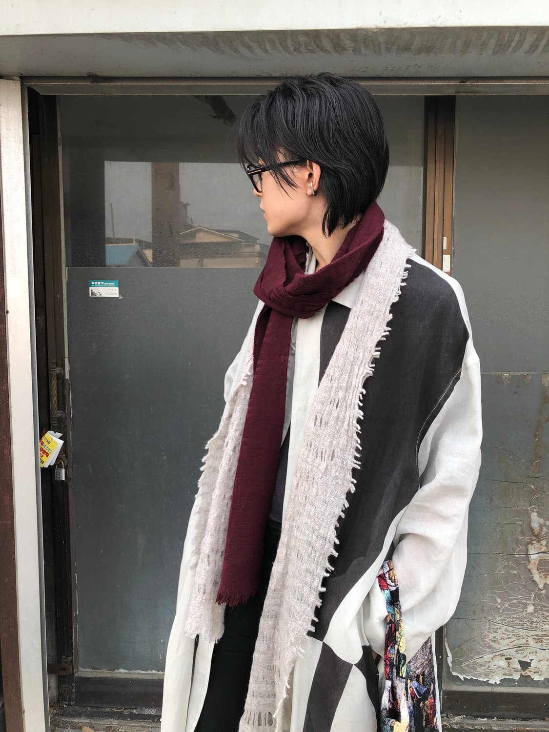 베르사체 버건디 스카프 상품이미지3