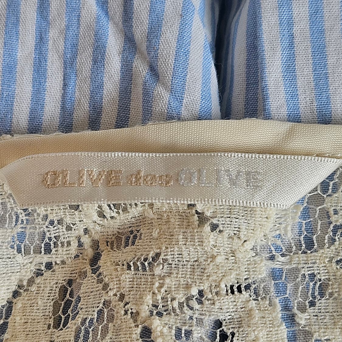 OLIVE des OLIVE소다블루 스트라이프 레이스 원피스 상품이미지6