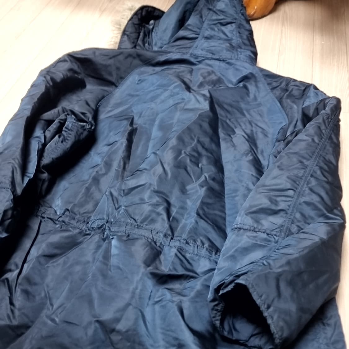 미제 알파인더스트리 N3B 블루 퍼 후드 패딩 코트(XL) 상품이미지5