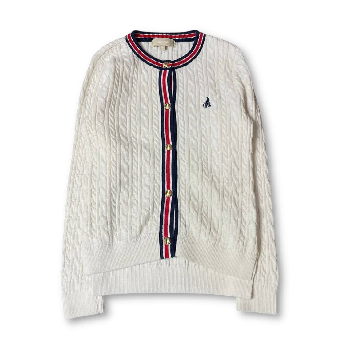 빈폴 키즈 화이트 프레이밍 꽈배기 긴팔 니트 가디건 130 상품이미지1