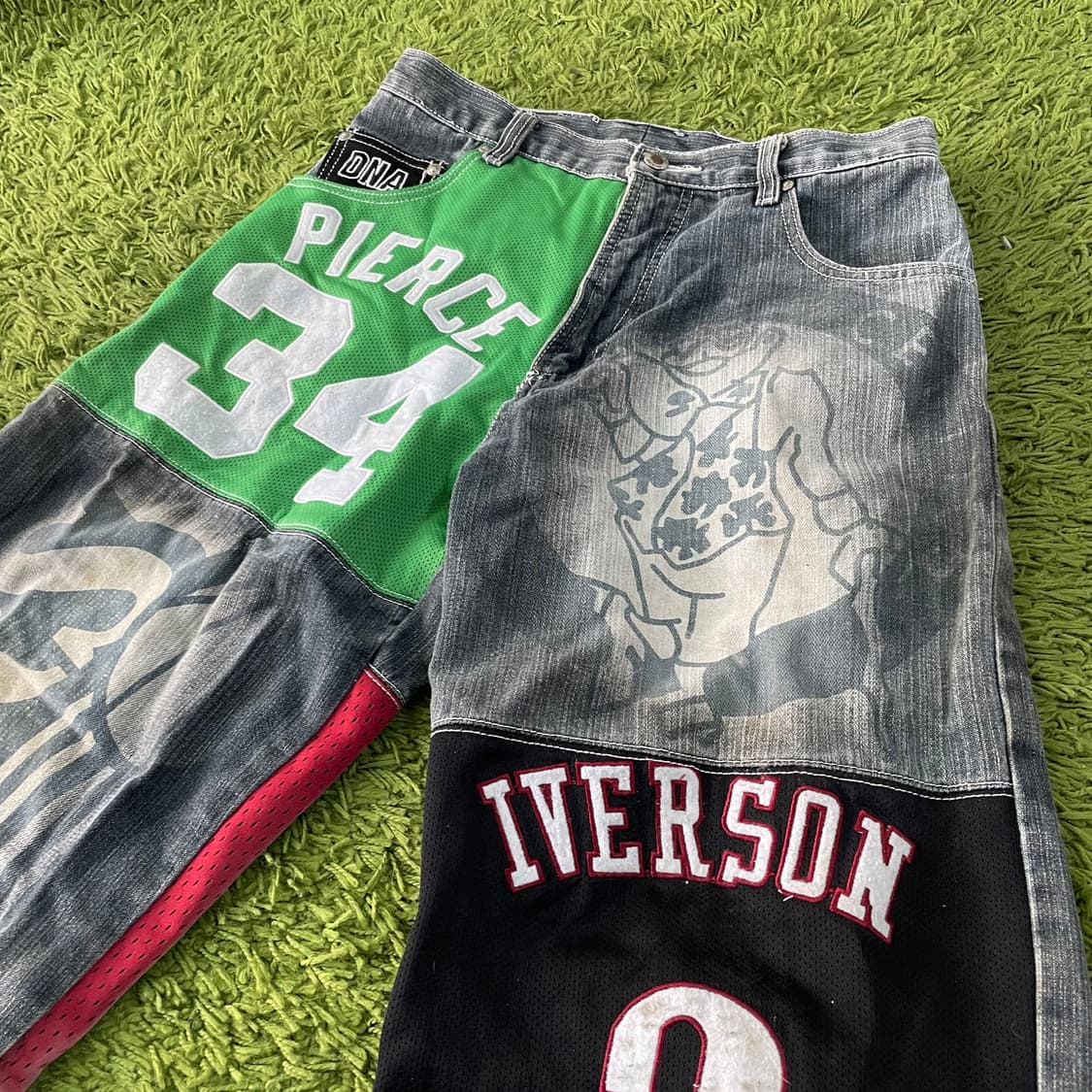 Dianlao nba 팀 패치 데님팬츠 상품이미지2