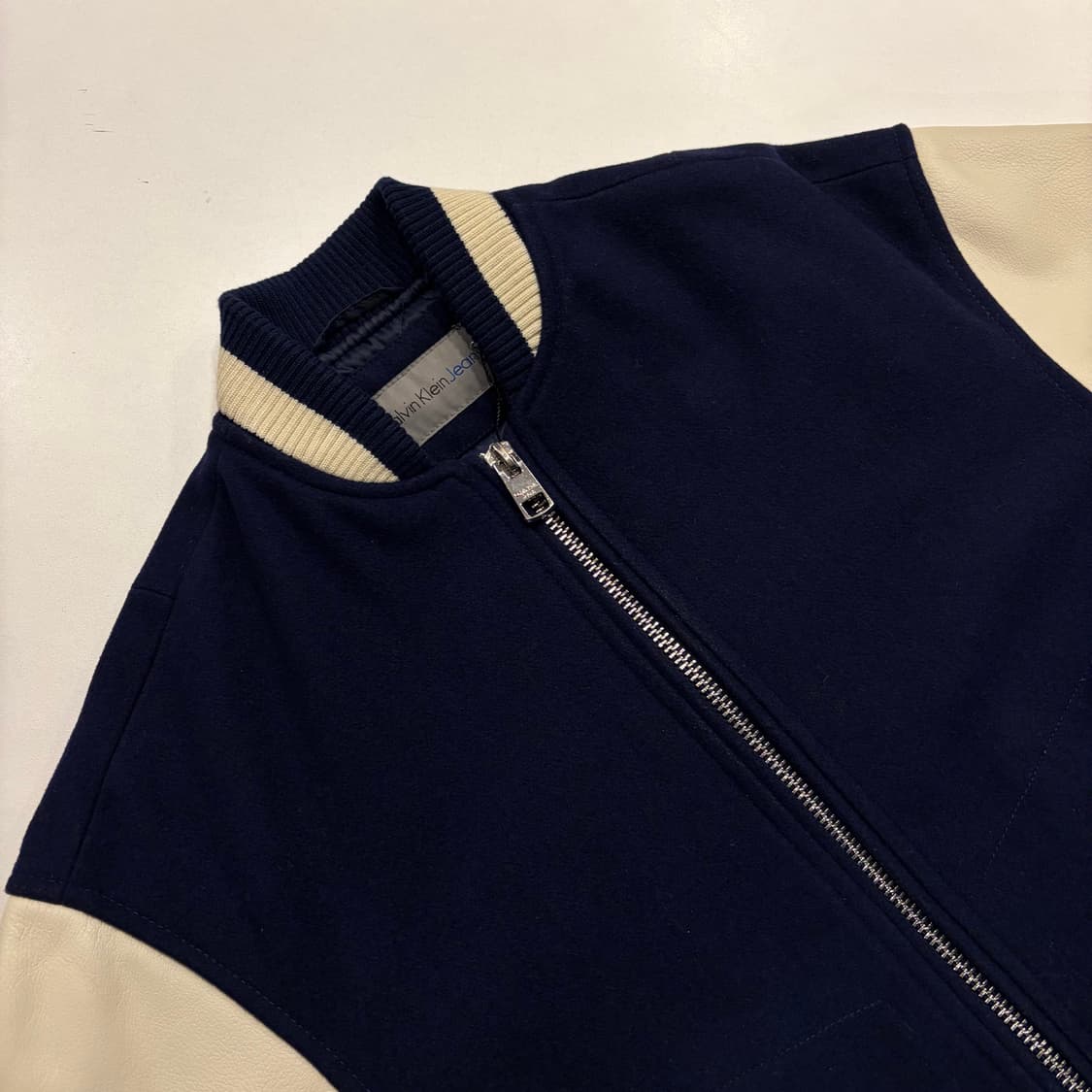 [XS] 캘빈클라인 진 울 1978 레더 배색 스타디움 자켓 C228 상품이미지3