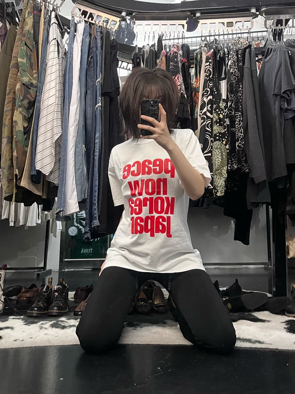 화이트 프린팅 반팔 상품이미지1