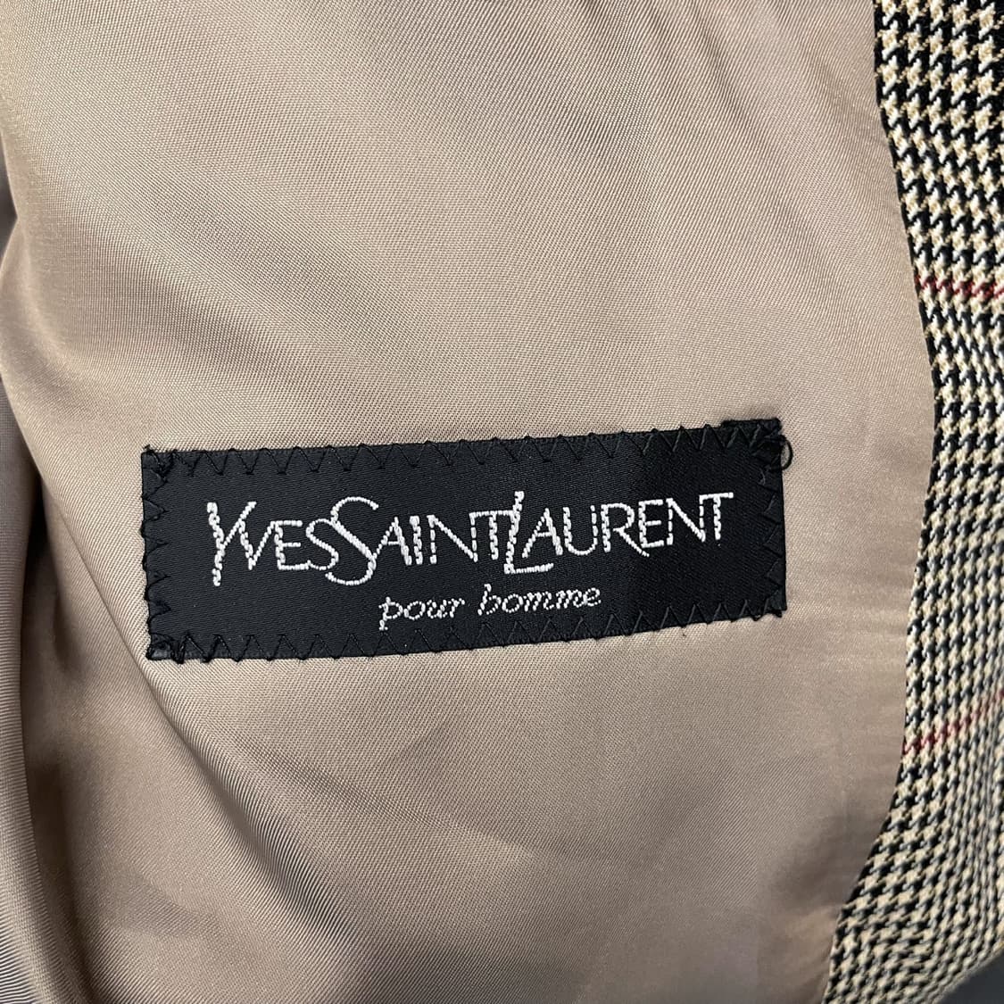 90s YSL 입생로랑 싱글 브레스티드 글랜 체크 클래식 블레이져 마의 상품이미지8