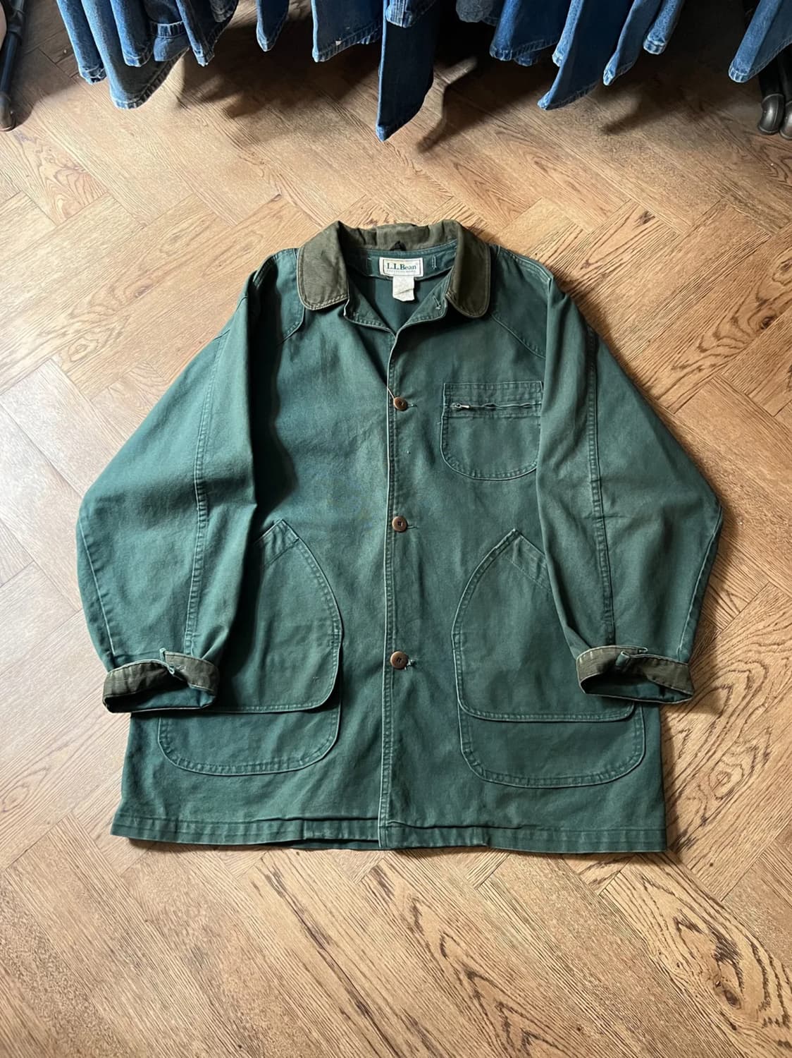 [XL]90's 엘엘빈 Made in USA 빈티지 그린 헌팅 자켓 상품이미지1